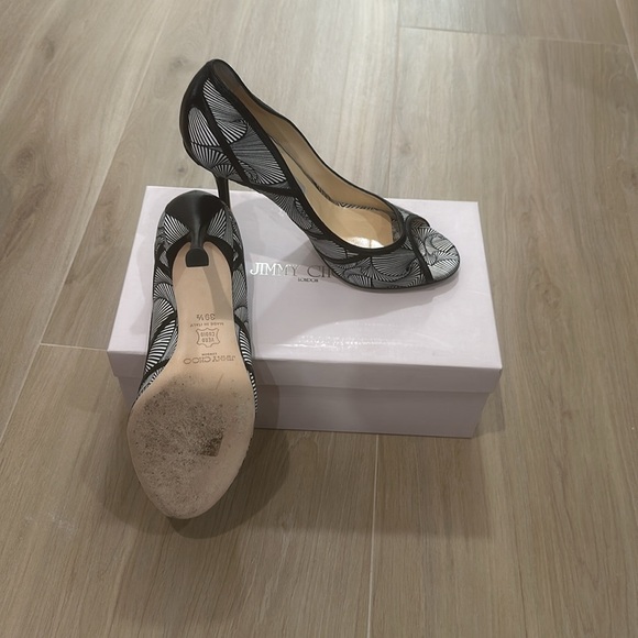 Jimmy Choo black and white open toed pump. Like new! Dust bag included. - Picture 2 of 3